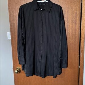 Zara Oversized Satin Striped Shirt